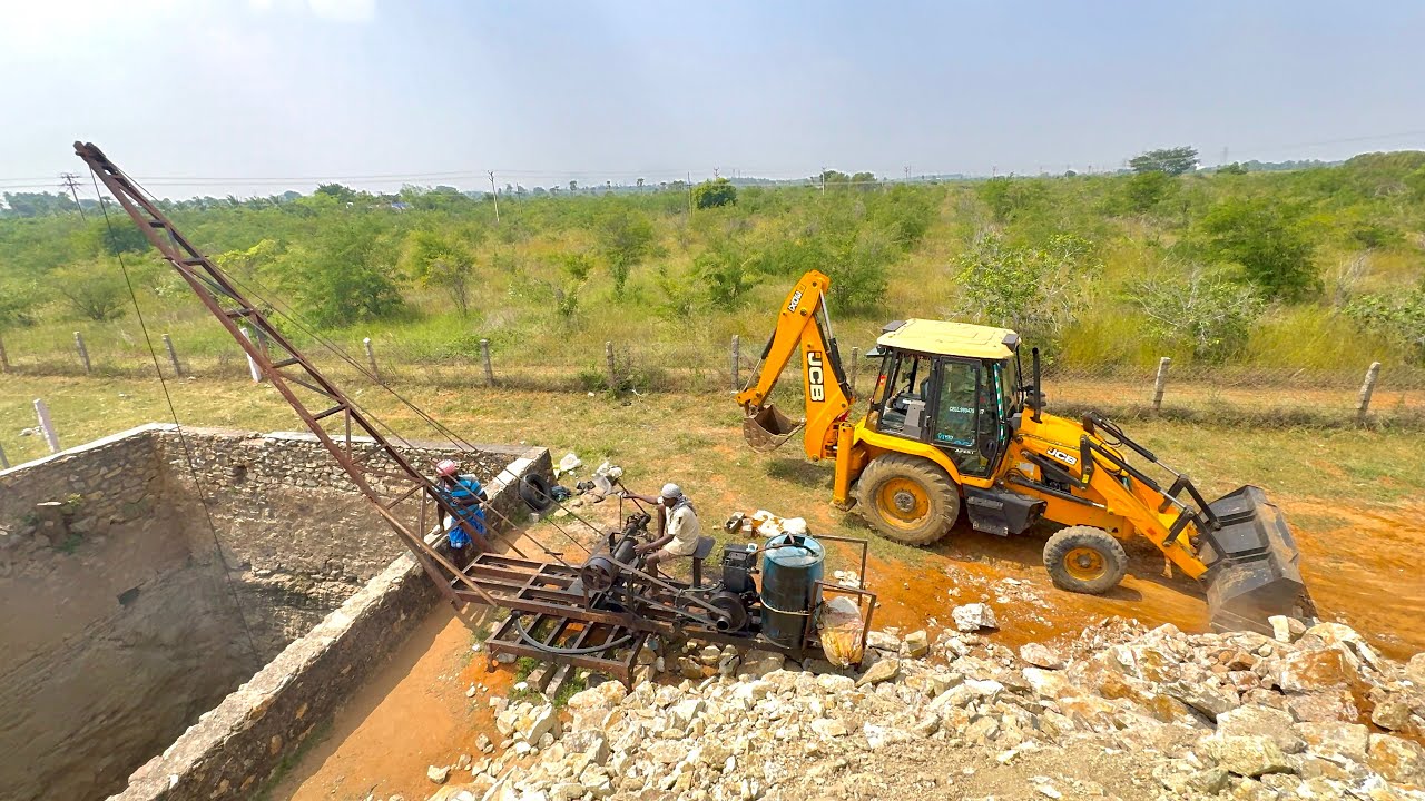 JCB 3DX BACKHOE LOADER JCB Water Well Work in Village | Amazing Ground Operation 🤯