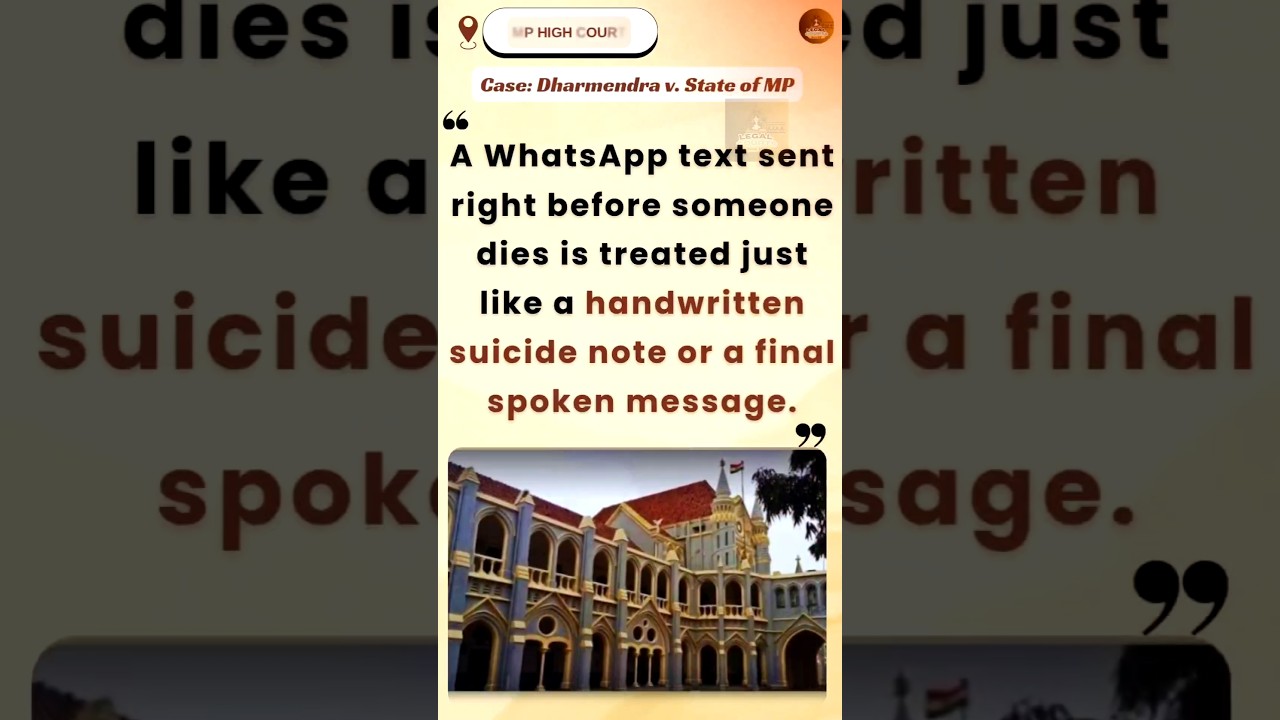 Can a WhatsApp text count as a dying declaration? #mphighcourt#legalnews#whatsapp#law#legalcourts