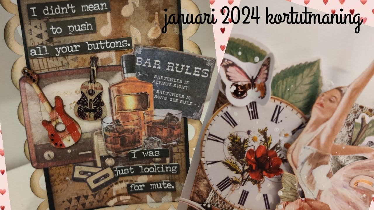 UTMANING JANUARI MÅNADSKIT VISAR KIT & GÖR 2 OLIKA KORT SAMT EN TAVLA. ROMANTISKT MÖTER VINTAGE