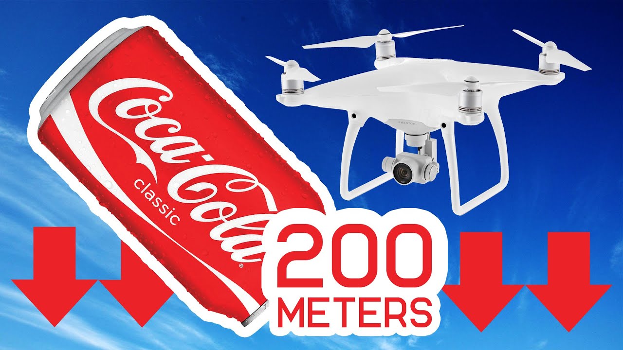 КОКА-КОЛА + ДРОН | СБРОС С ВЫСОТЫ 200 МЕТРОВ | МАКСИМАЛЬНАЯ СКОРОСТЬ 225 КМ/Ч | DJI PHANTOM 4