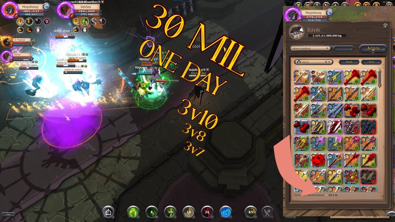 Albion Online 30 MIL in one day | 3v10 | HEAVILY OUTNUMBERED PVP | Ft. Derizo