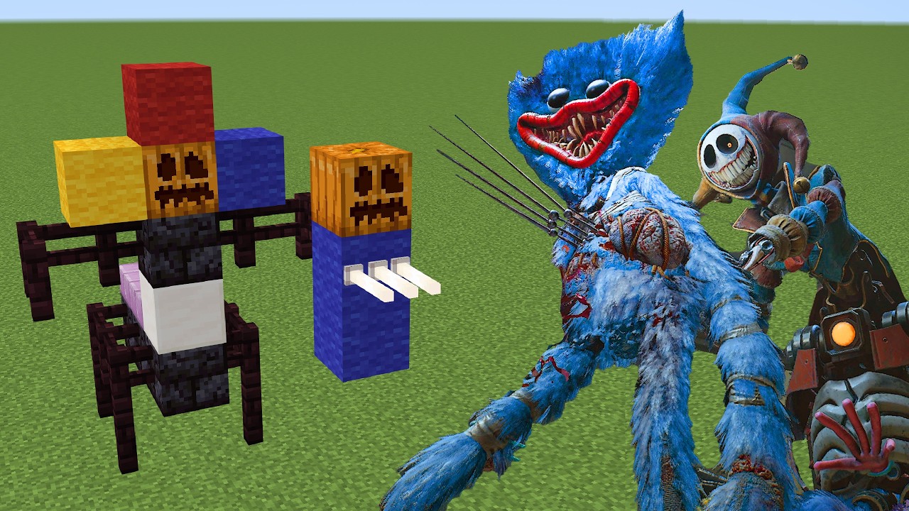 Poppy Playtime Prototype vs Huggy Wuggy in Minecraft PE