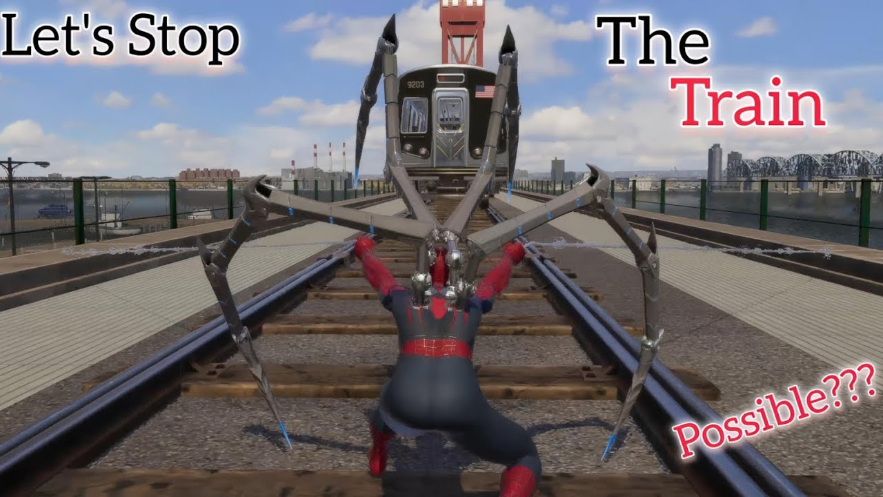 This is how i tried to stop the train | Spiderman vs Train |Marvel's Spiderman 2 #sony #peterparker 