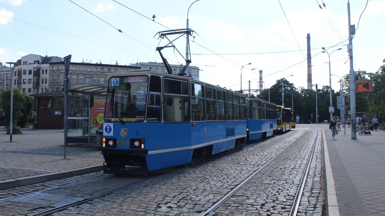 [🇵🇱PL] MPK Wrocław - Konstal 105Na #2558+#2557 - [🚋T➡️DWORZEC NADODRZE🚂] ⚠️