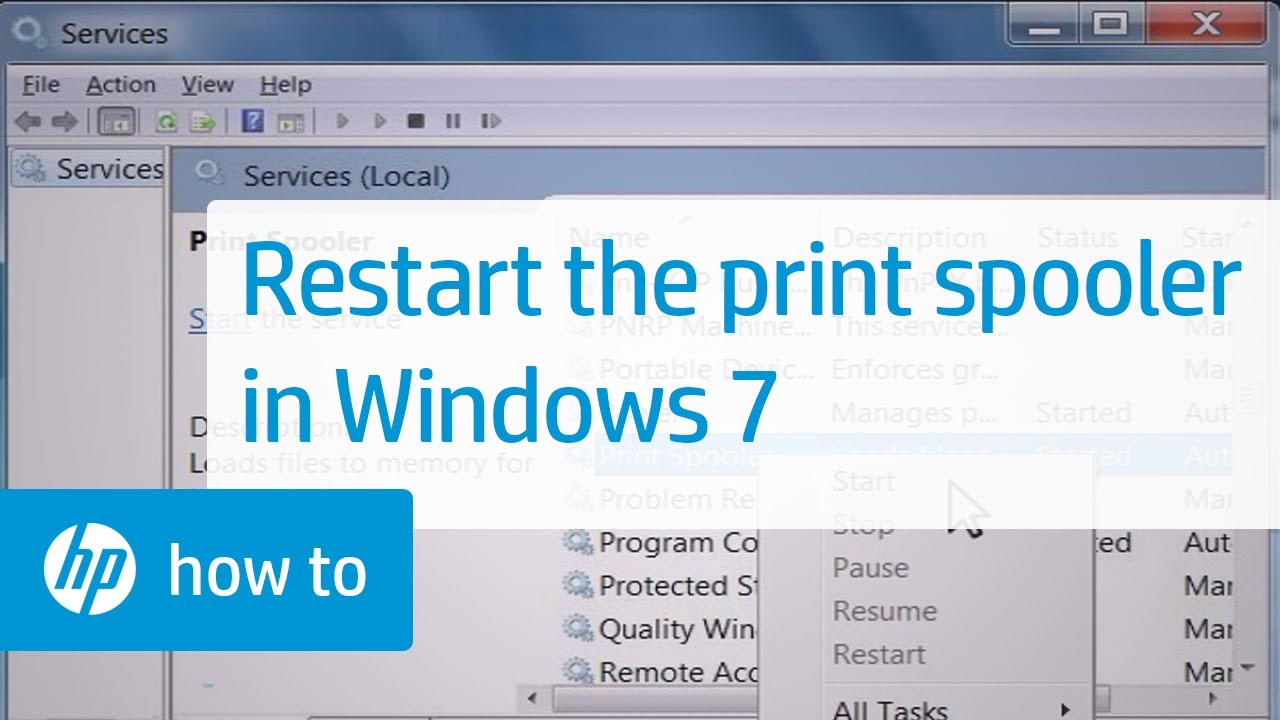Restart the Print Spooler in Windows 7 | HP