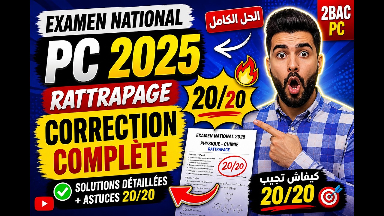Examen national physique chimie 2025 - 2Bac PC session Rattrapage complet