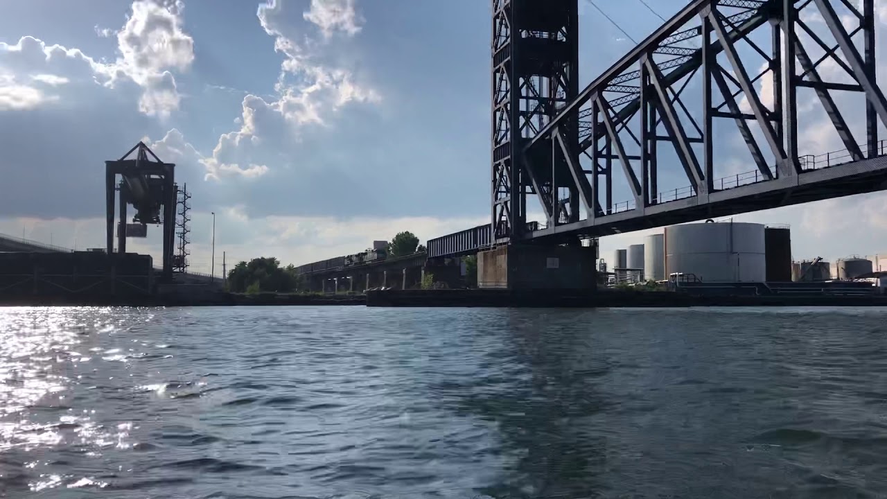 Kayaking the Arthur Kill freight train crossing over the vertical lift bridge.