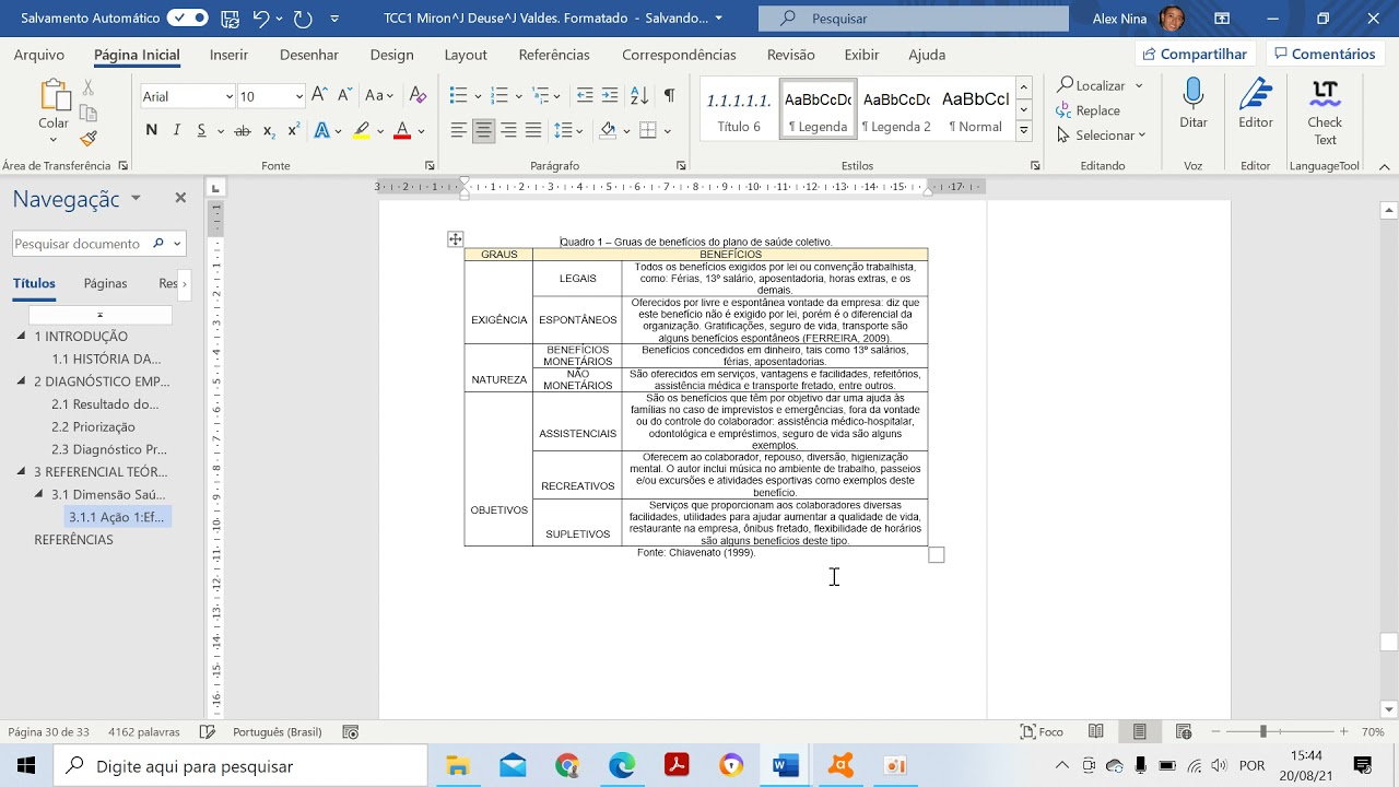 Como formatar Quadro na ABNT