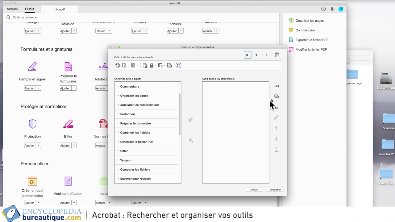 PDF Acrobat : gestion des barres d'outils
