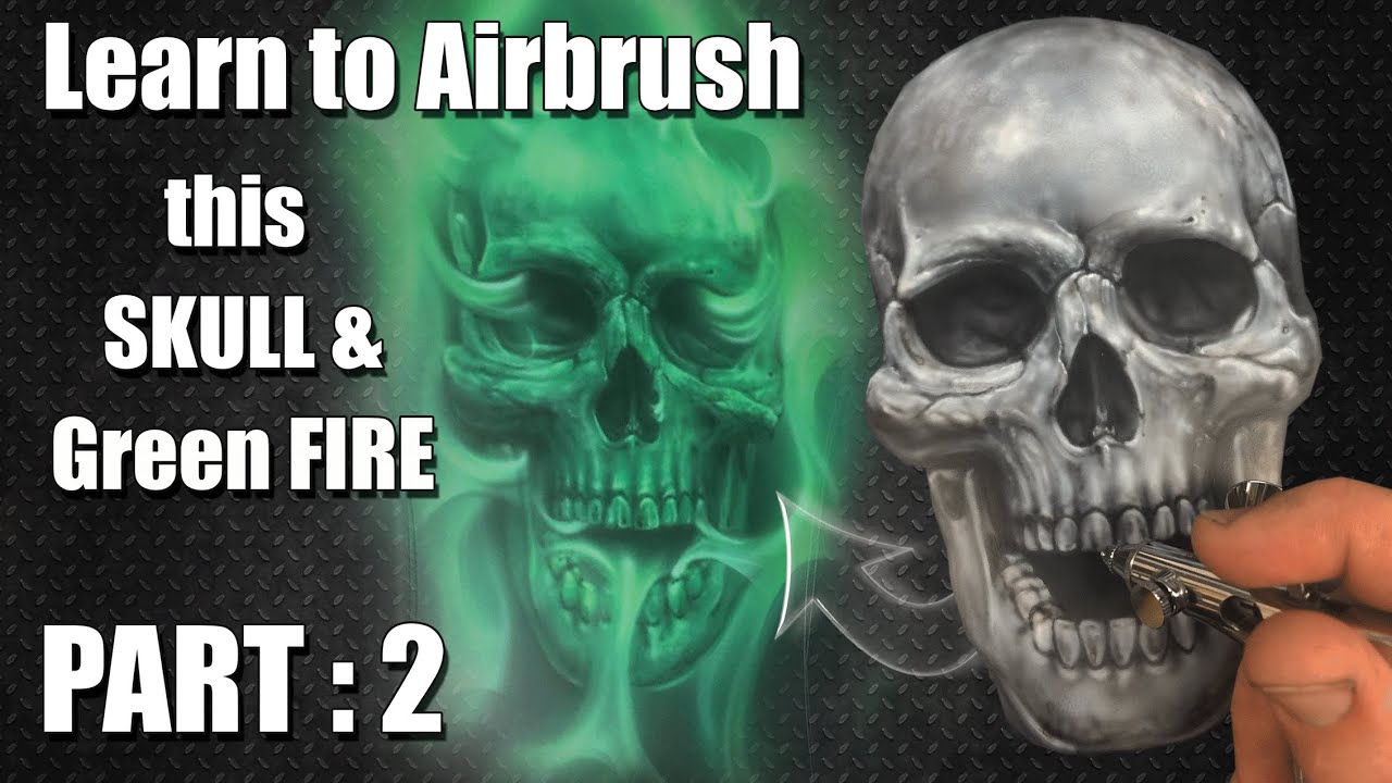 Как нарисовать череп аэрографом с помощью Green Real Fire: Часть 2