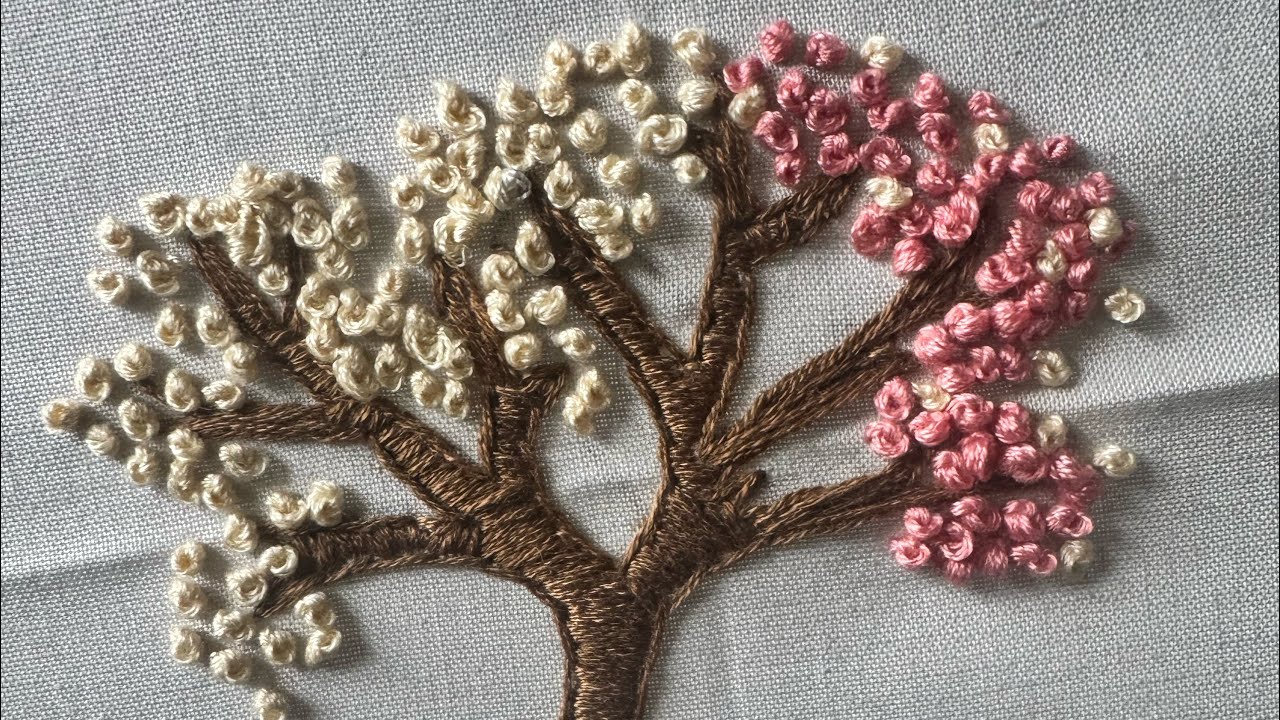 Cherry Blossom Embroidery Tutorial #embroidery #trending #tree