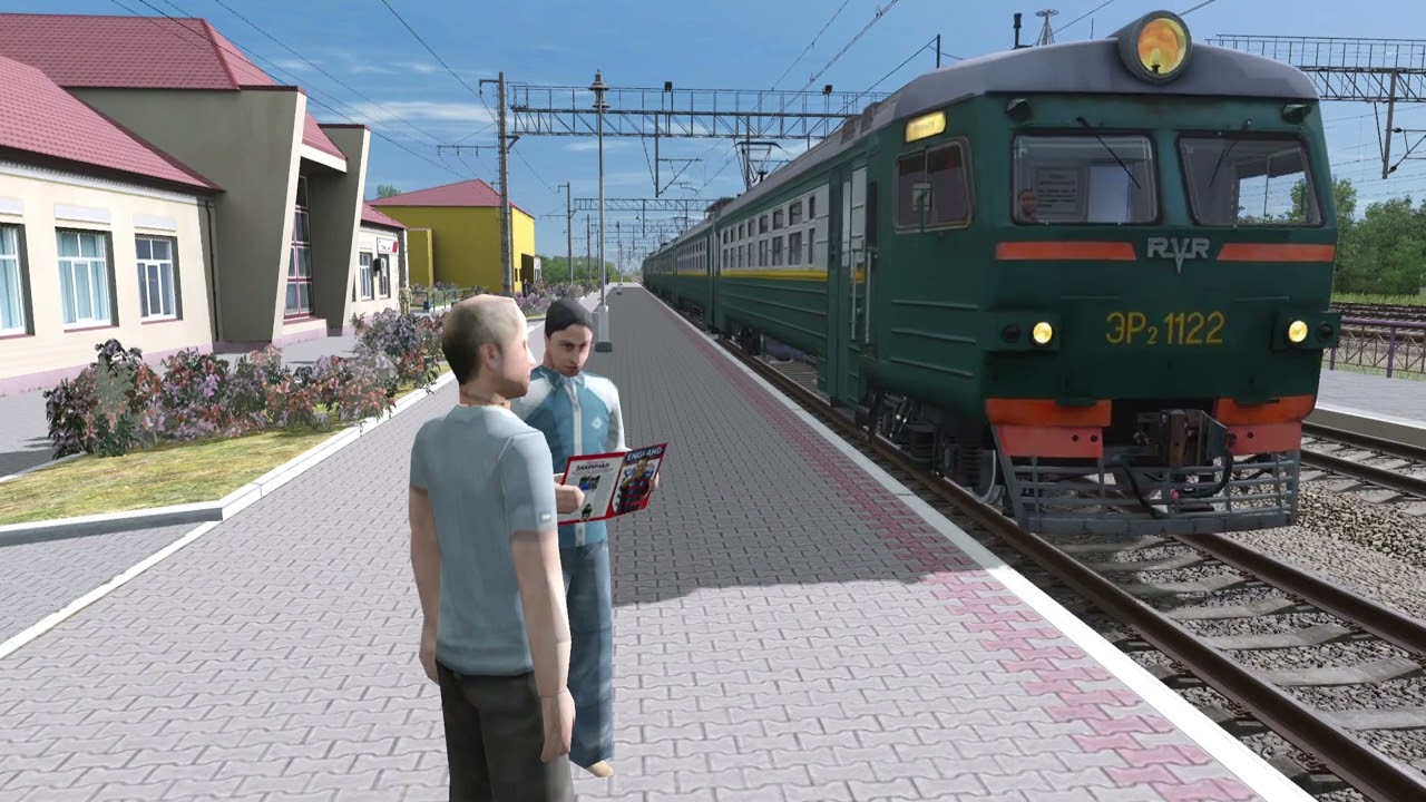 Прибытие электрички на станцию Медведево.Trainz 22.