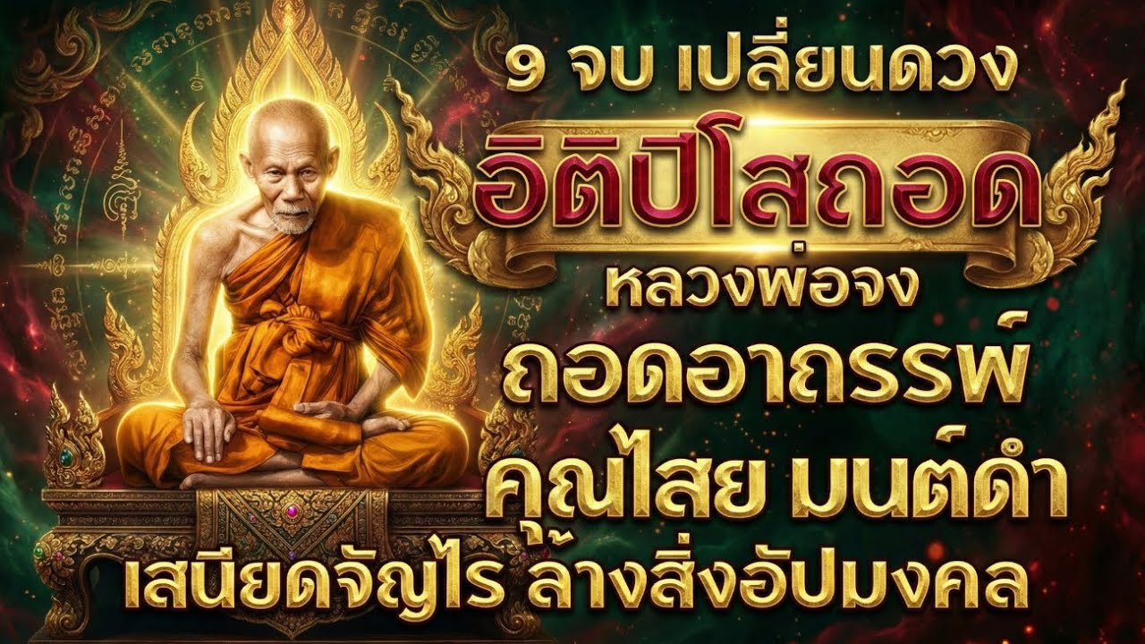 9 จบ เปลี่ยนดวง อิติปิโสถอด หลวงพ่อจง ถอดอาถรรพ์ คุณไสย มนต์ดำ ล้างสิ่งอัปมงคล
