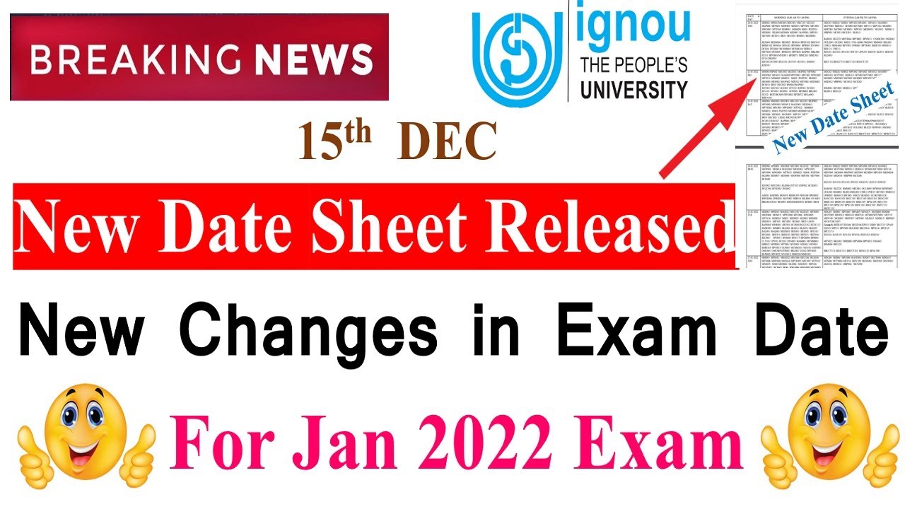 IGNOU January 2022 Exam New Revised Date Sheet Released | New Changes in Exam Date for Jan 2022 Exam