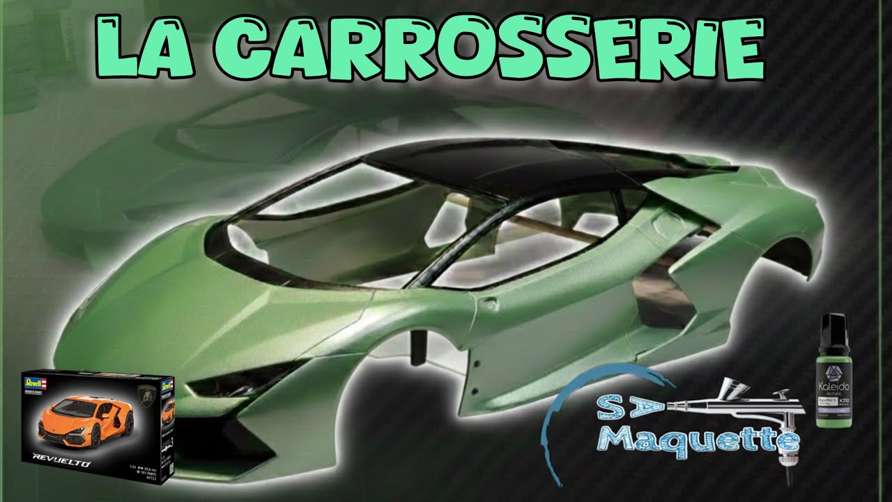 1/24 Lamborghini Revuelto Revell La carrosserie + essaie peinture Kaleido et aérographe Swallowtail