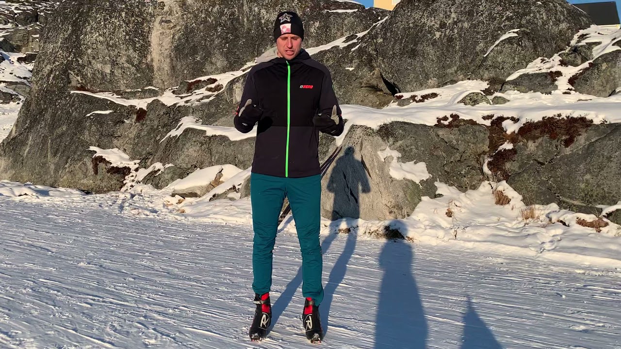 Langrend skøjt, op, ned bevægelse og følge skiene