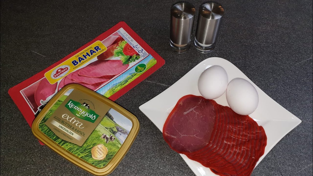 Tereyağında pastırmalı yumurta😋
