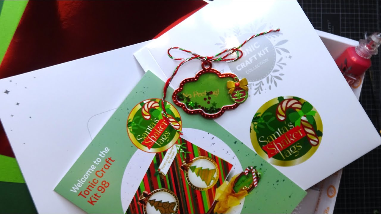 Tonic Studios Craft Kit #98: Santa's Shaker Tags Unboxing & Tutorial! So Cute & Fun!