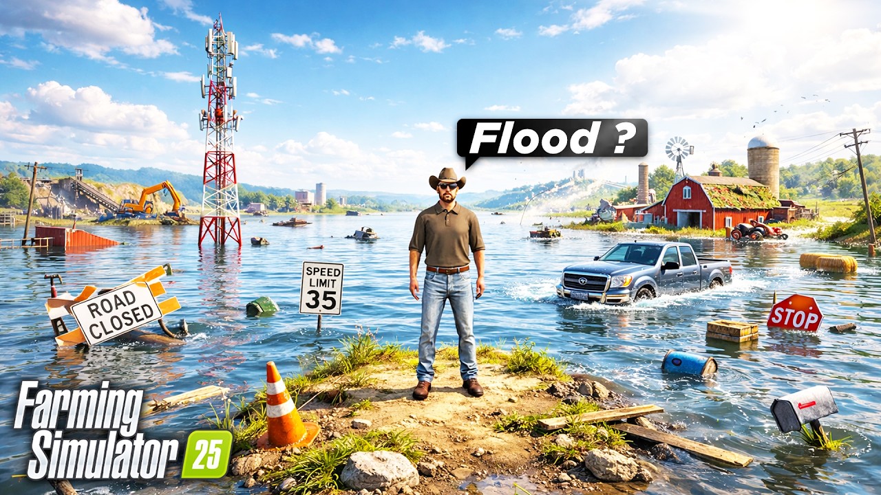 I spent 365 days SURVIVING A MASSIVE FLOOD! Farming Simulator 25