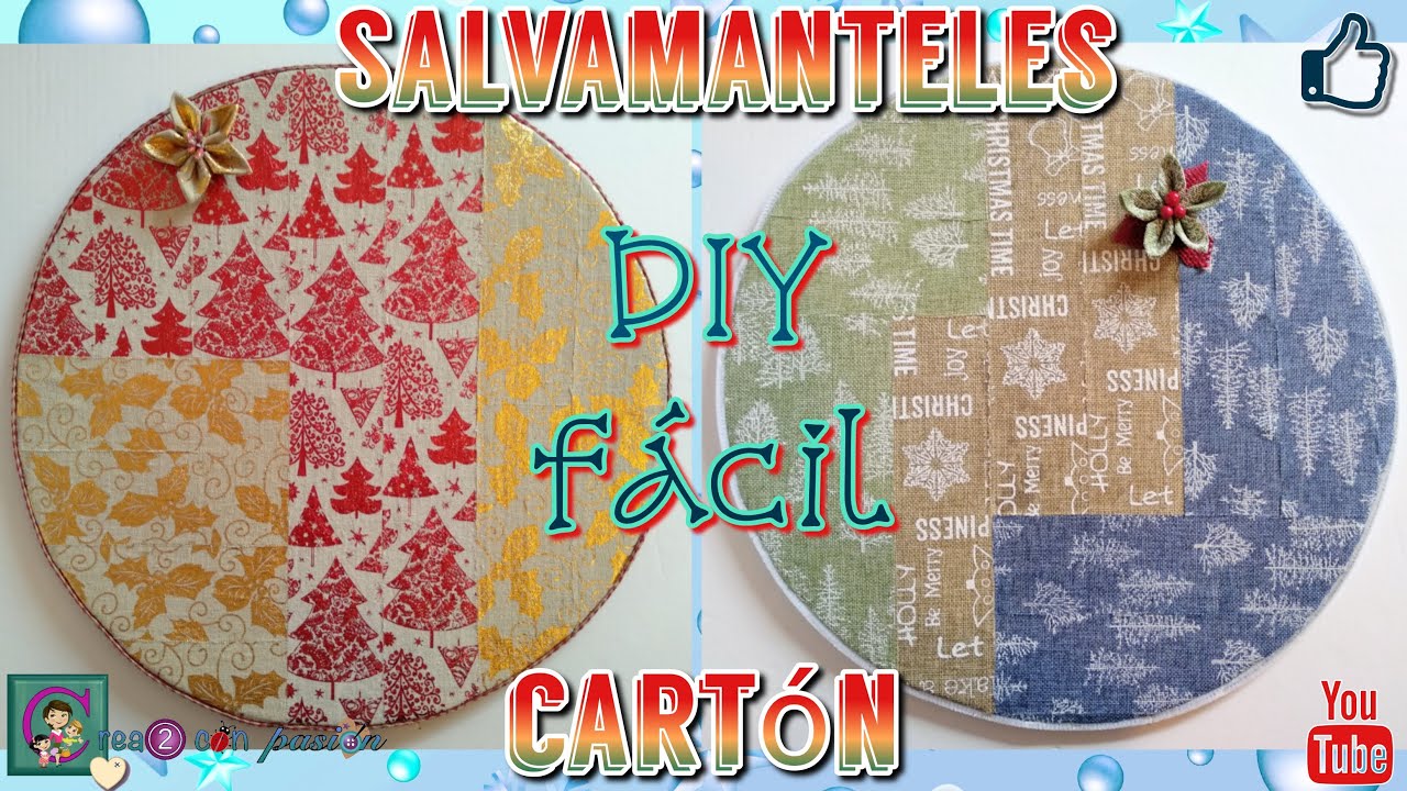 SALVAMANTELES NAVIDEÑO RECICLANDO CARTÓN Y CINTAS. Individuales o bajo platos