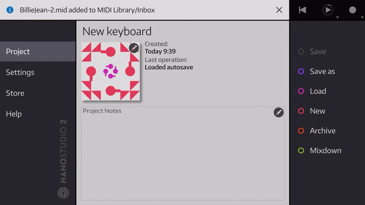 Nano Studio demo   MIDI download and start