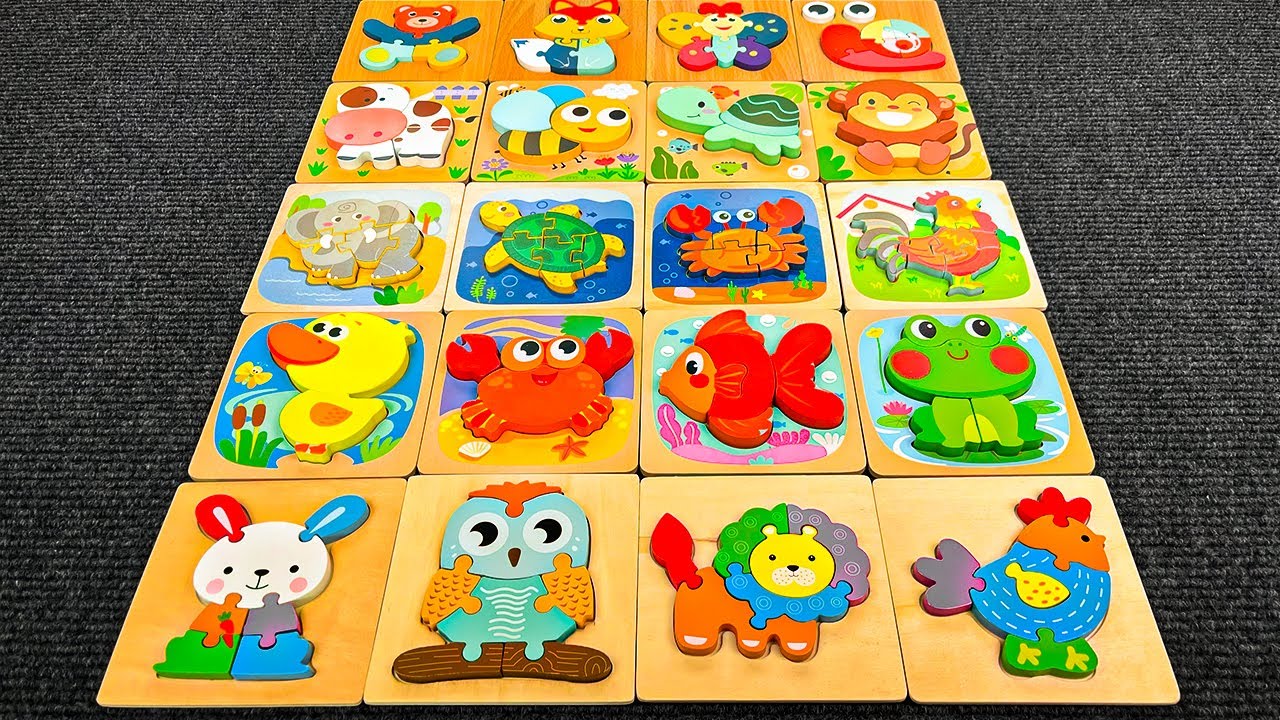Learn Animal Names & Shapes with Matching Activity Puzzle | Preschool Toddler Toy Learning Video