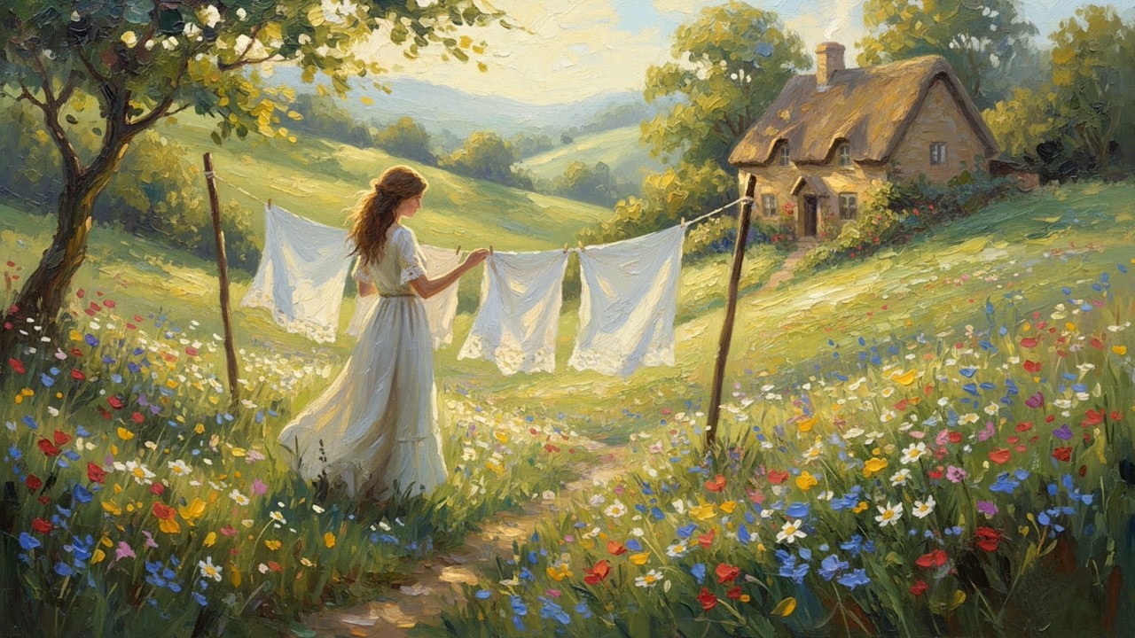 [soft piano music playlist] peaceful laundry day with beautiful wildflowers | calm background music