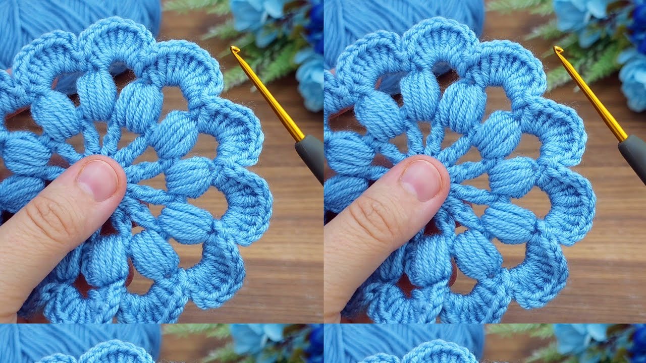 Woww!!!! blue color❤️ Very easy, very sweet crochet motif flower motif making #crochet #knitting