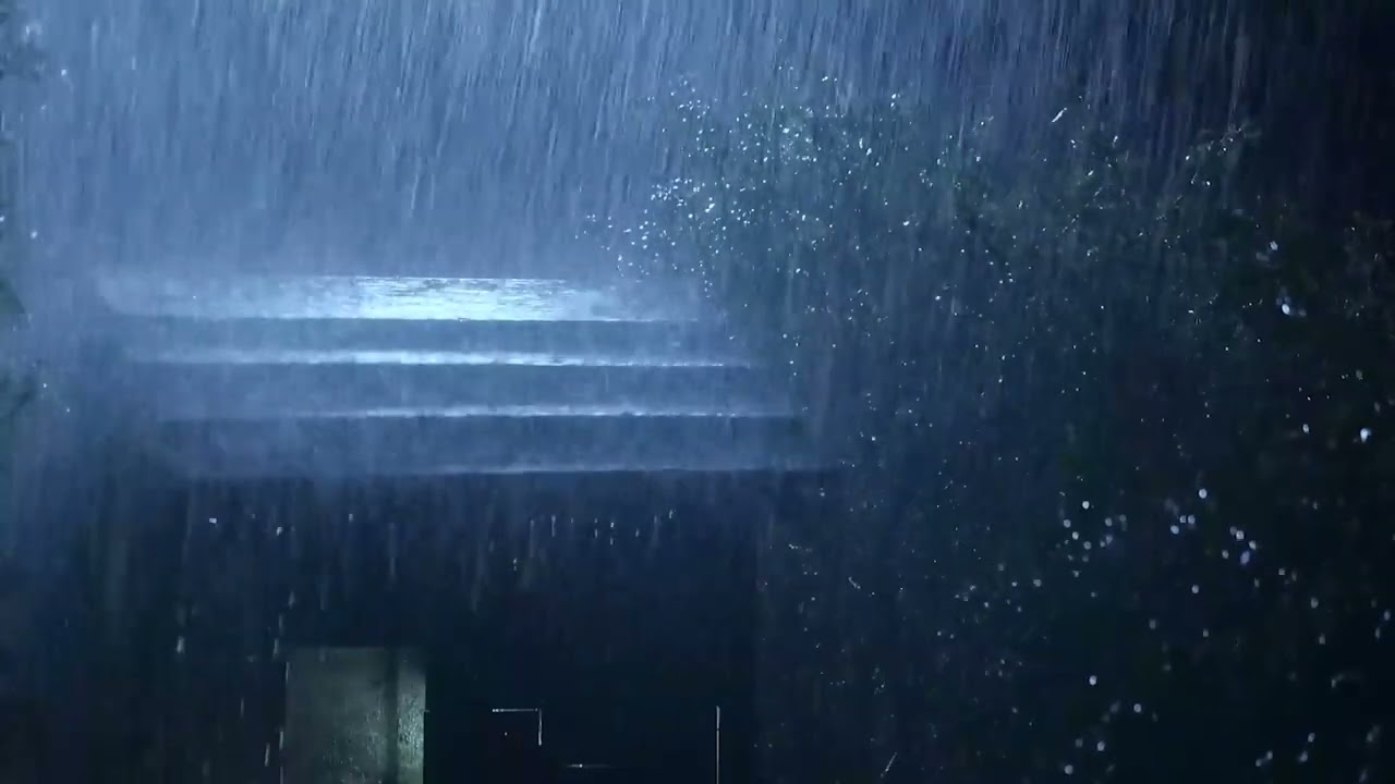 Dormi immediatamente con il forte acquazzone e i suoni del tuono durante la notte nella foresta