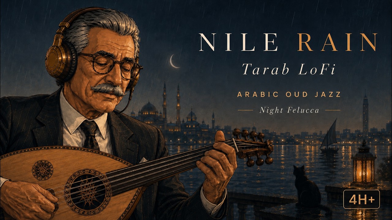 Cairo Nile Rain LoFi &mdash; Arabic Oud Jazz | 4 Hours Night Felucca | عود في مطر النيل