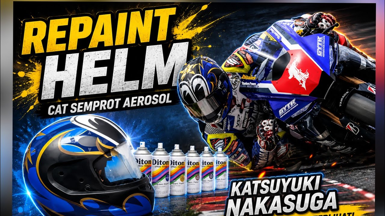 Repaint helm full face Cargloss ala Katsuyuki Nakasuga pakai cat Pilox diton premium