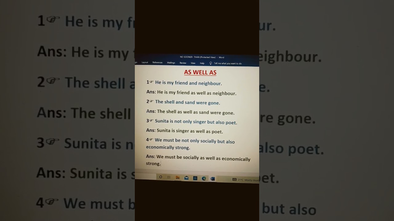 As Well As In English Grammar | English | #youtubeshorts #youtube