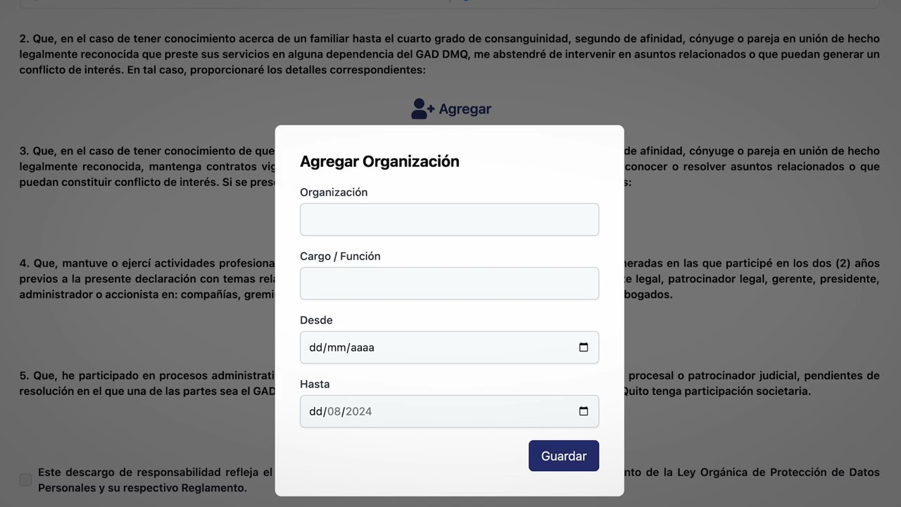 Manual de usuario del formulario de Declaración de Conflicto de Interés