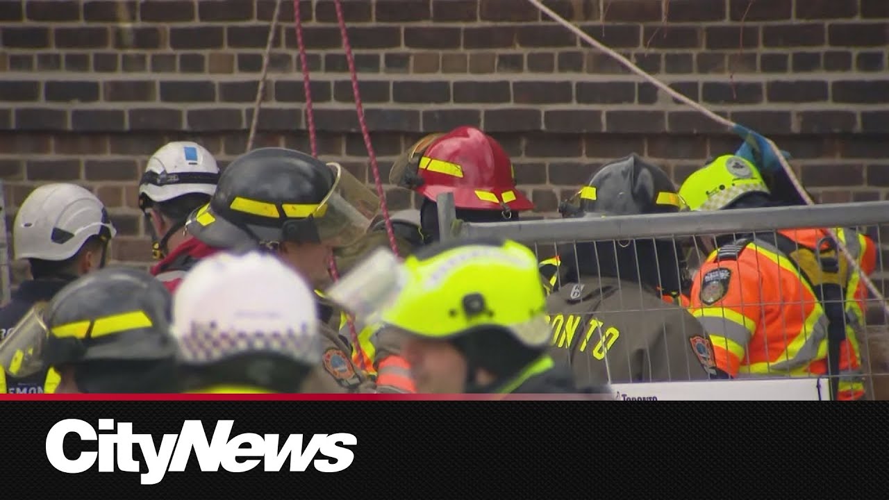 Toronto Fire working to rescue construction worker trapped in site trench