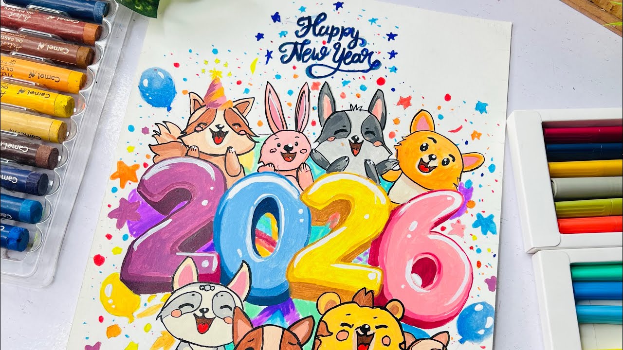 New Year Drawing 2026, Doodle Art, Step By Step Tutorial 😍