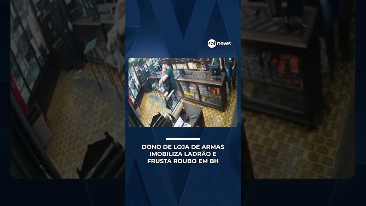 Dono de loja de armas imobiliza assaltante durante tentativa de roubo em BH | #PrimeiroImpacto