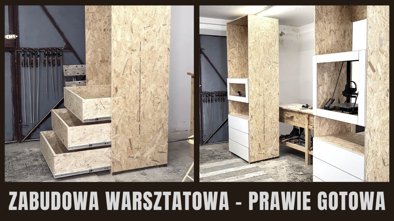 Moja zabudowa warsztatowa prawie gotowa - pojemne szuflady , fronty z odpadu mdf  - DUŻO ROBOTY !