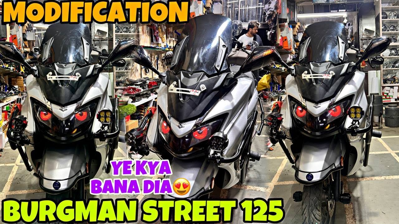 BURGMAN STREET 125 Modification | Full Detailing video Demon EYE | Forza Visor Kit |