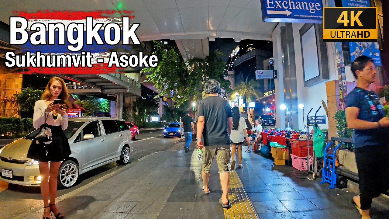 [4K] Asoke - Sukhumvit Soi 11 🇹🇭 Walking in Bangkok (ASMR City Sounds) Walking Tour at night