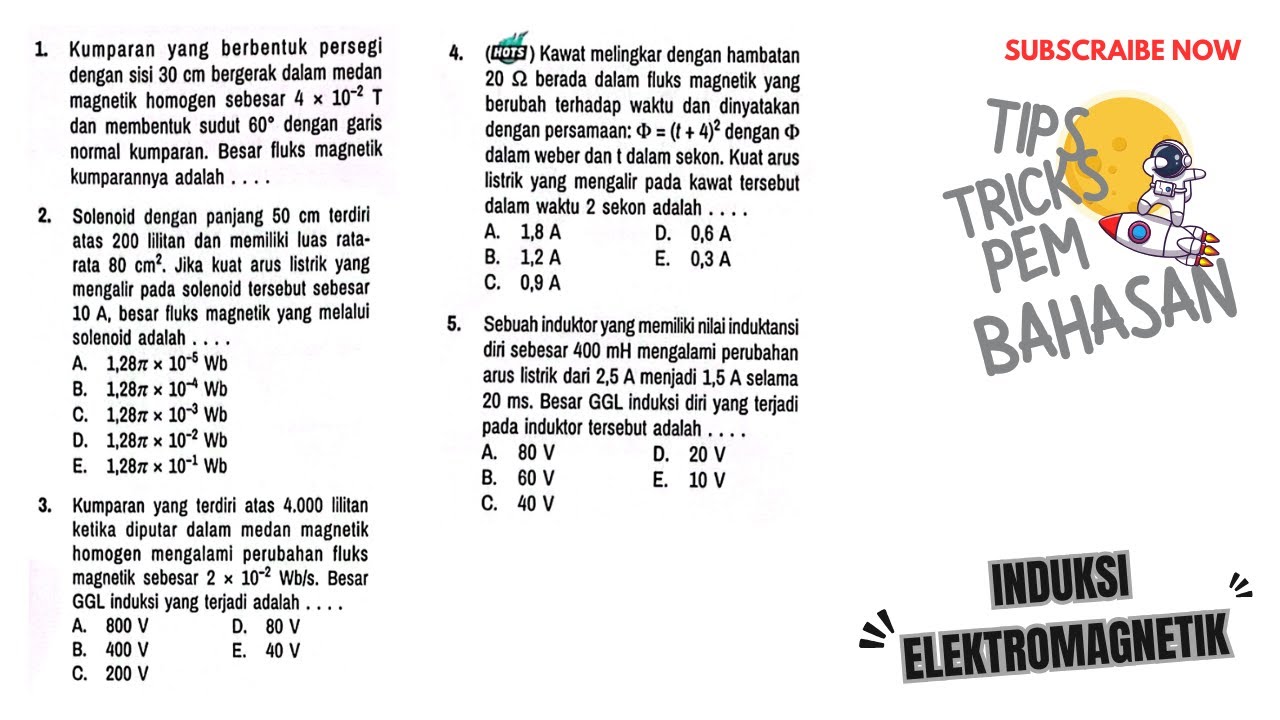Kumparan yang berbentuk persegi dengan sisi 30 cm bergerak dalam medan magnetik homogen