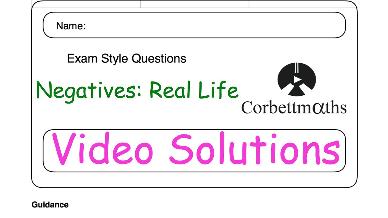 Real Life Negatives Answers - Corbettmaths