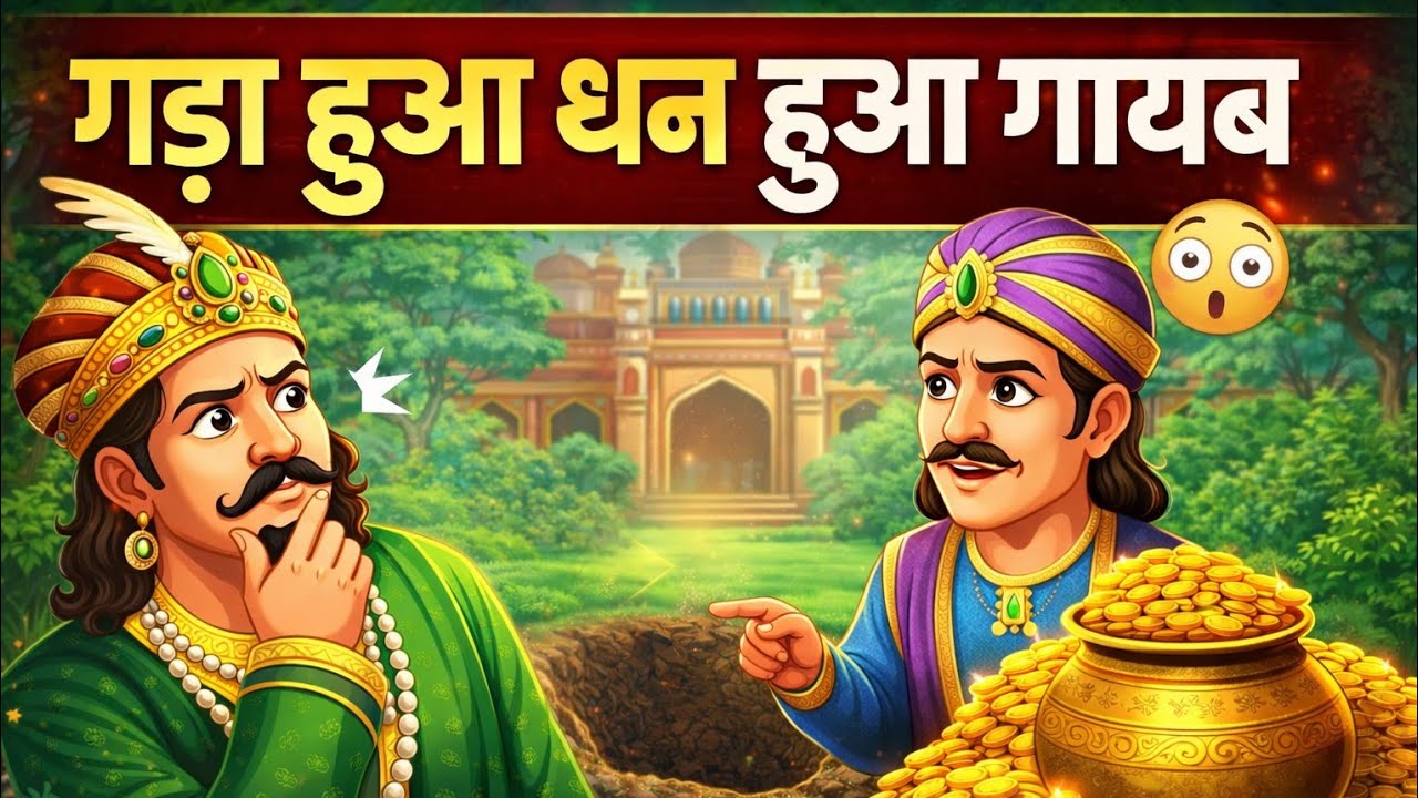 गड़ा हुआ धन | अकबर बीरबल की अनोखी कहानी 👑। Hindi moral story by @Caartooniaa #cartoon #viralcartoon 