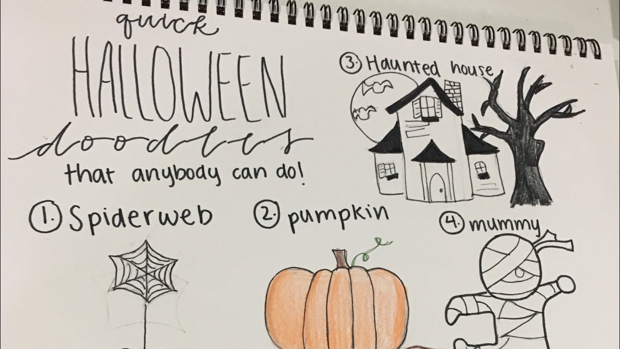 Quick Halloween Doodles Anybody Can Do! (Spiderweb,Pumpkin,Haunted House,Mummy,Witch)