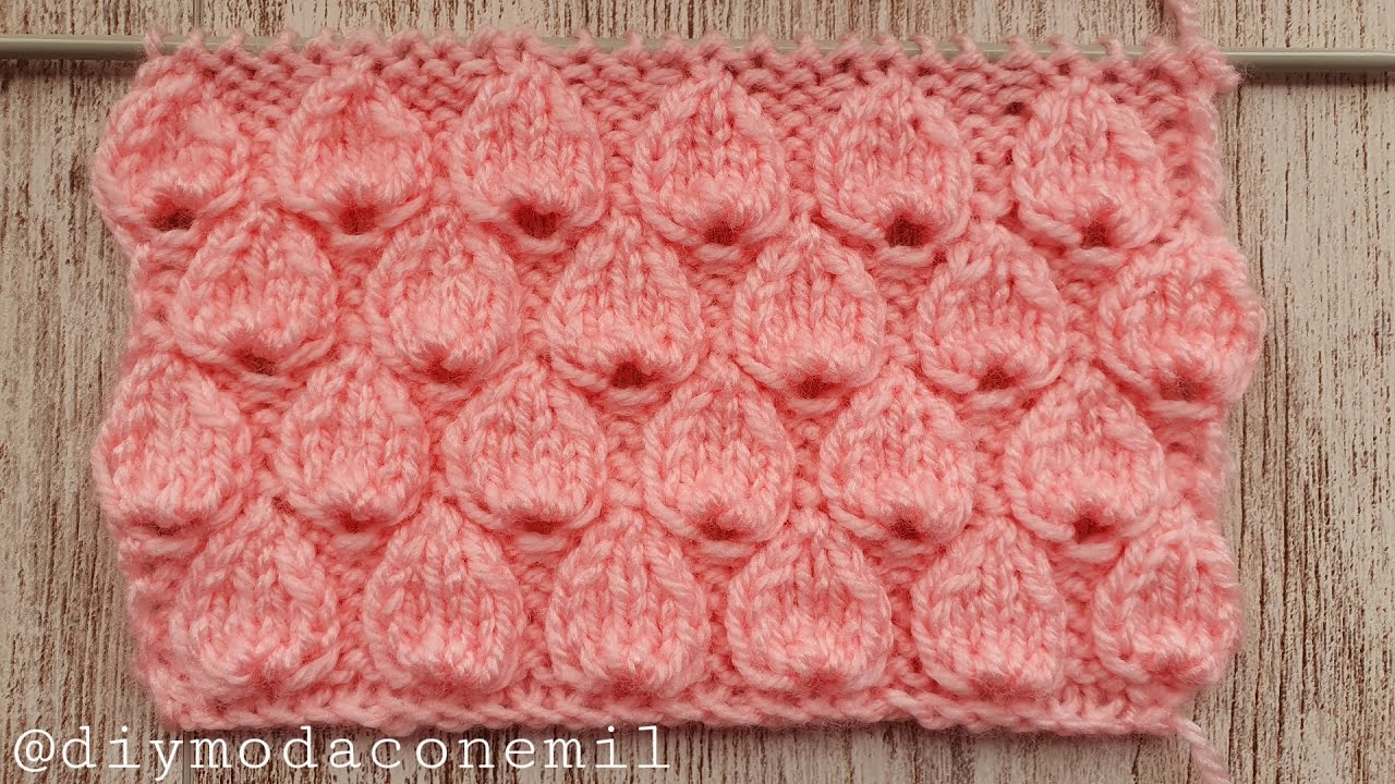 Como tejer punto a dos agujas con diseño de hojas paso a paso