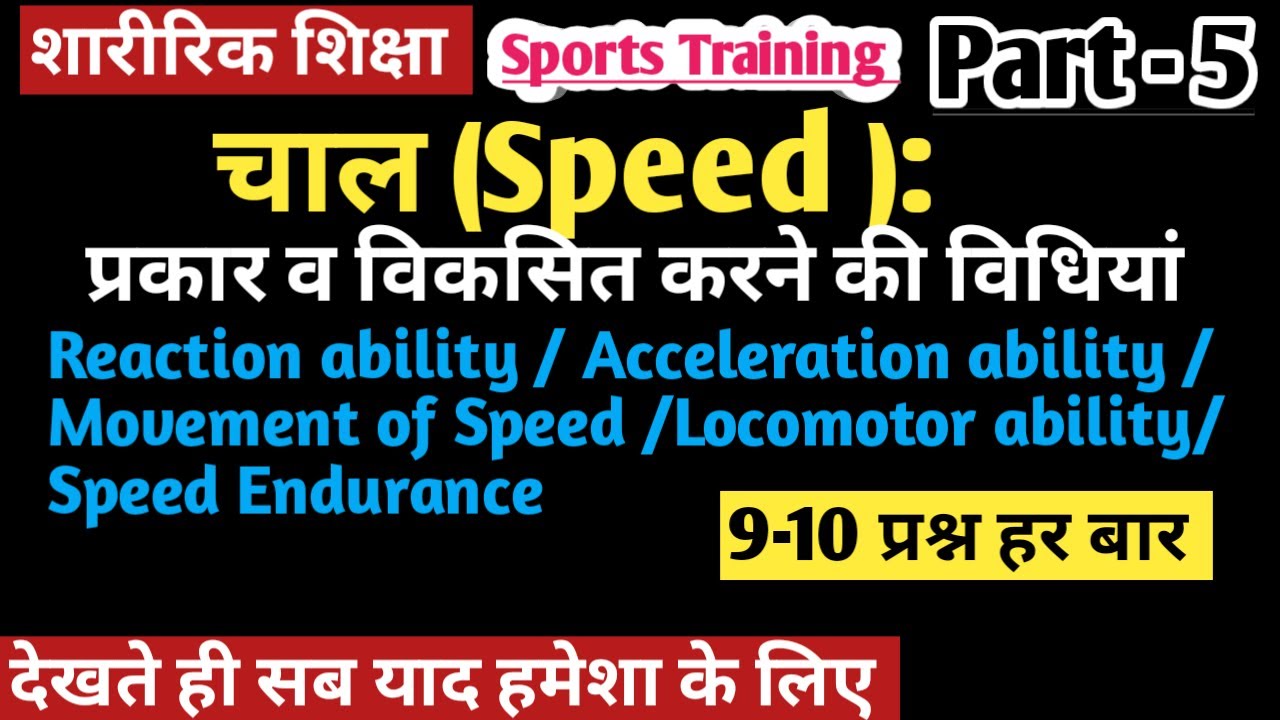 Components Of Sports Training/Speed kya hai/स्पीड(चाल )के प्रकार व विकसित करने की विधियां/physical