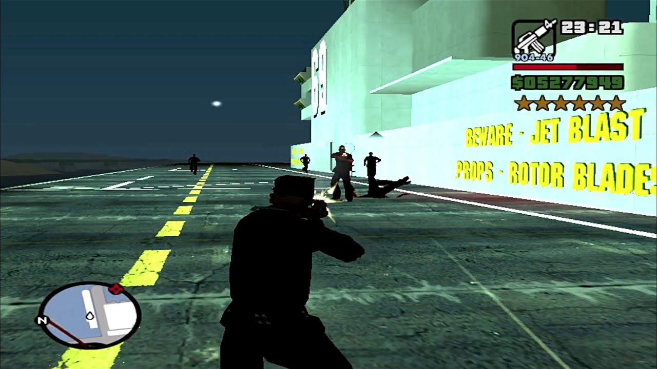 GTA SAN ANDREAS 6 Star Wanted Level Police Chase On Ship Base