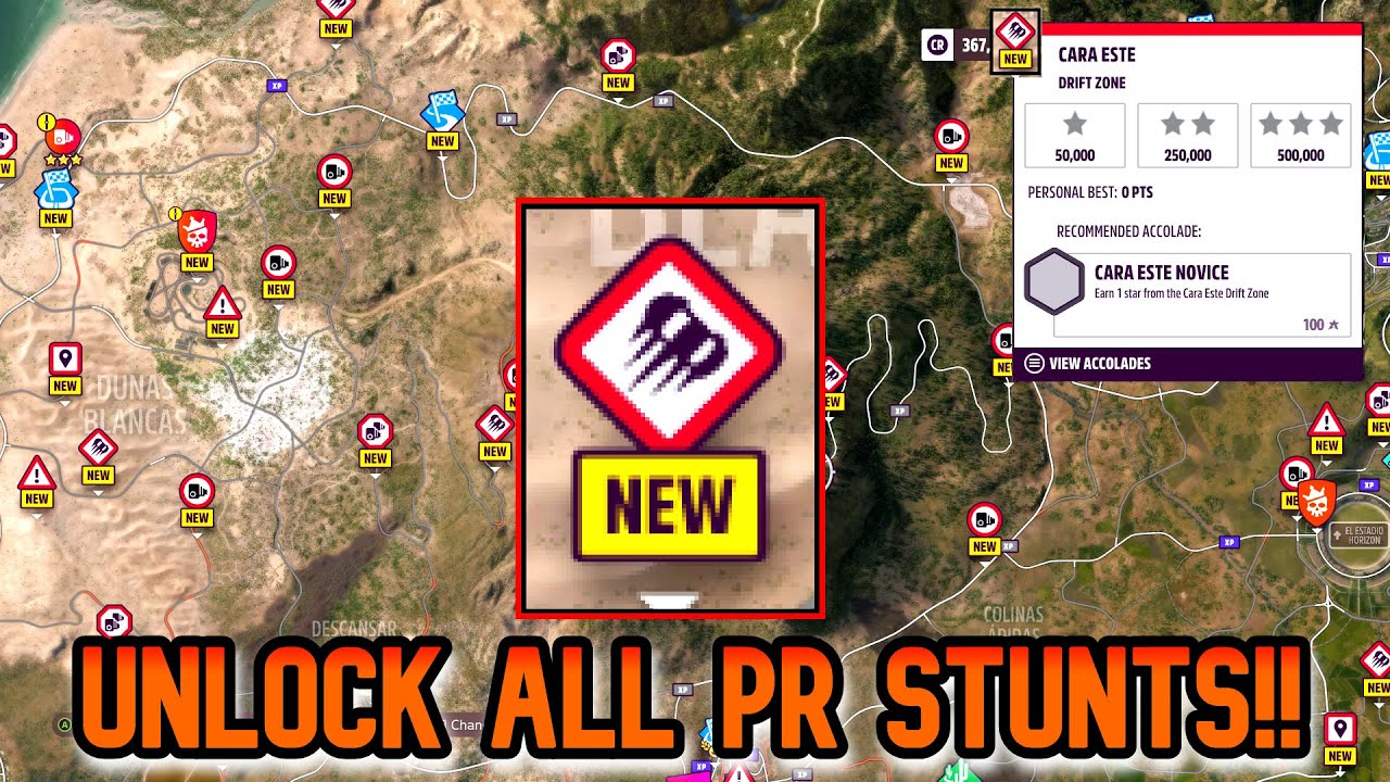 Forza Horizon 5 - Unlock ALL Drift Zones & PR Stunts!