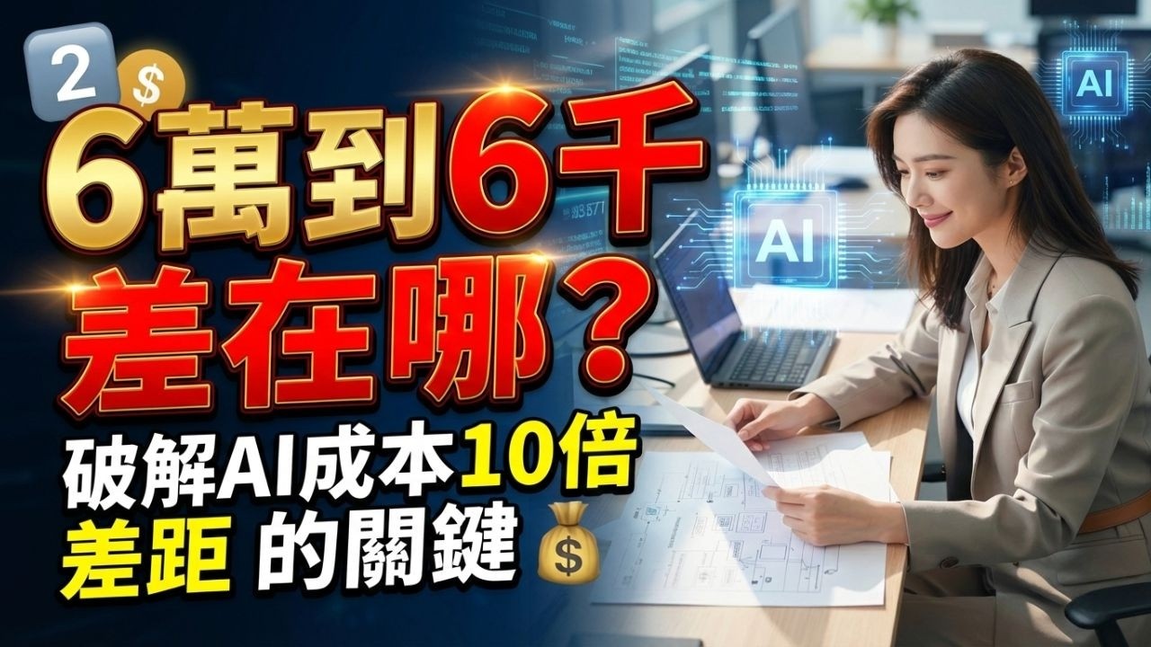 6萬到6千差在哪？破解AI成本10倍差距的關鍵💰