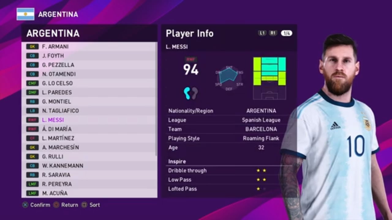 eFootball PES 2020 - Argentina Player Ratings