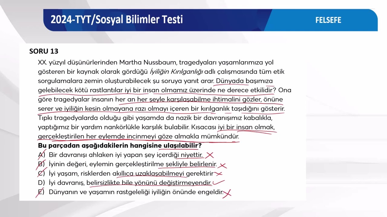 2024 YKS Sınav Soru &Ccedil;&ouml;z&uuml;mleri Felsefe TYT